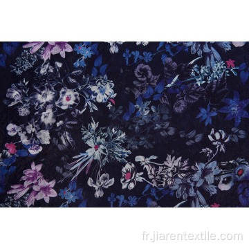 Tissus imprimés à motifs de fleurs bleu foncé